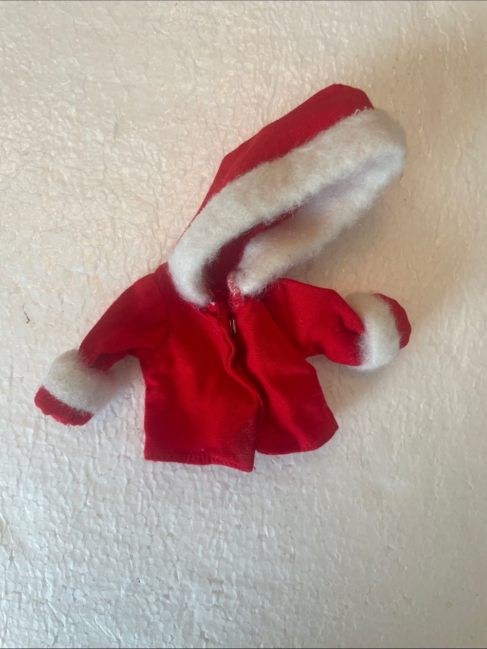 Vintage 60’s Barbie or clone doll Red Doll Hooded Coat with White Faux Fur Trim
